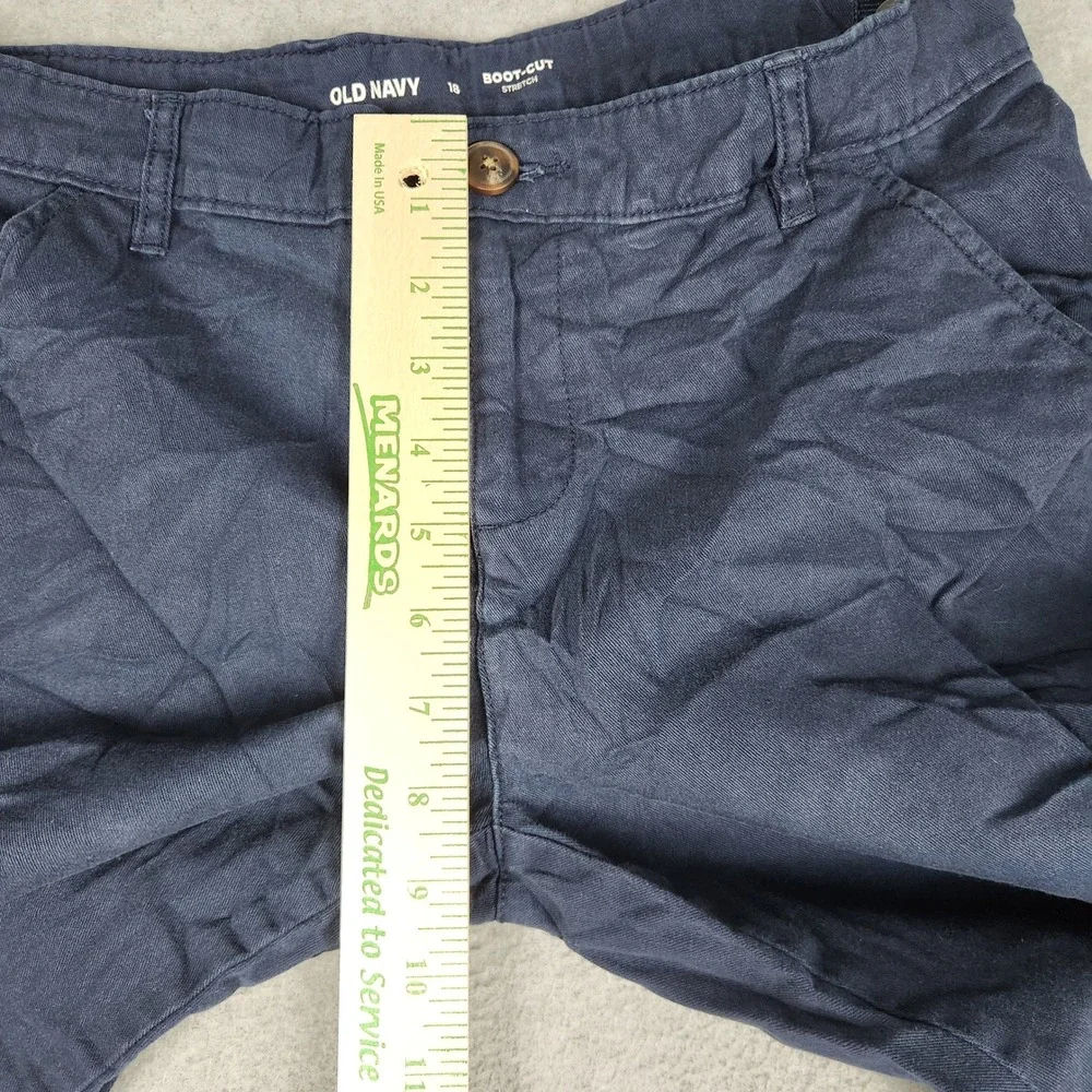 Old Navy Boot-Cut Pants Girls 18 Navy Blue Stretch Cotton Twill High Waisted